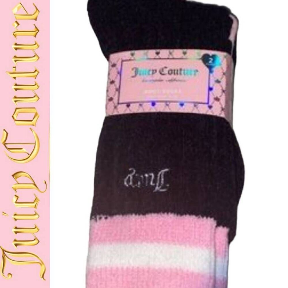 Juicy Couture 2-Pair Stripe Logo Boot Socks
